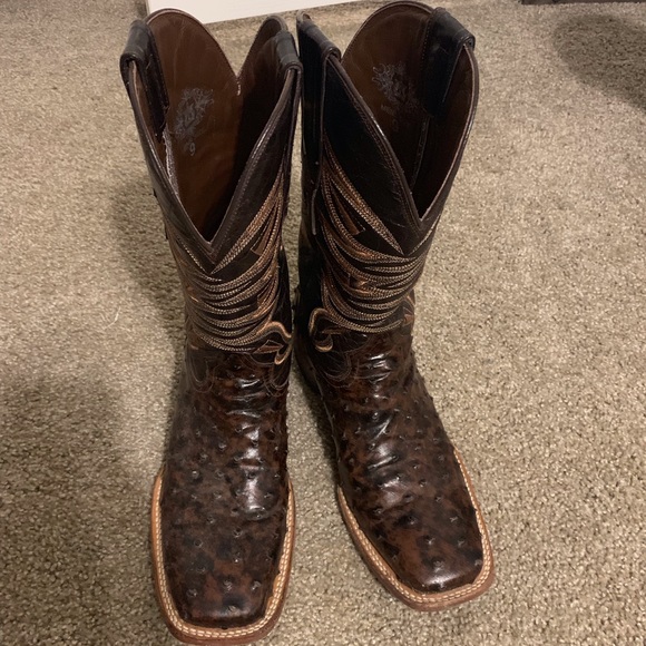 Tanner Mark mens ostrich print western boot. - Picture 2 of 2